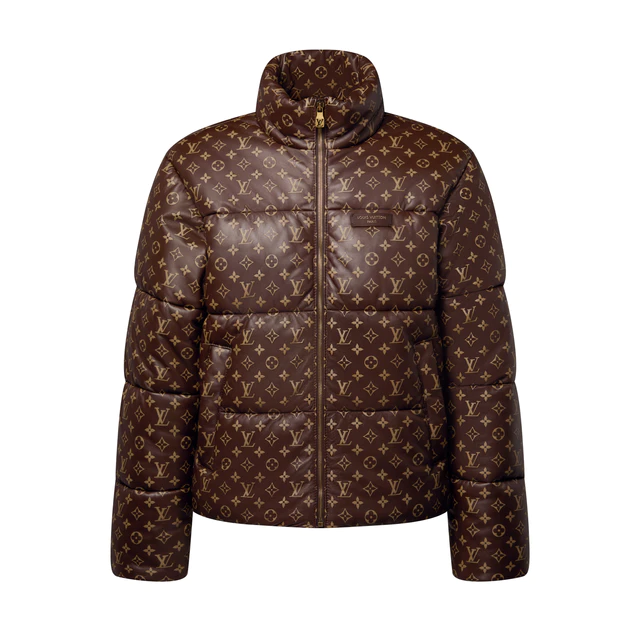 ルイ・ヴィトン：モノグラム レザー パッファージャケット　羊革 100%