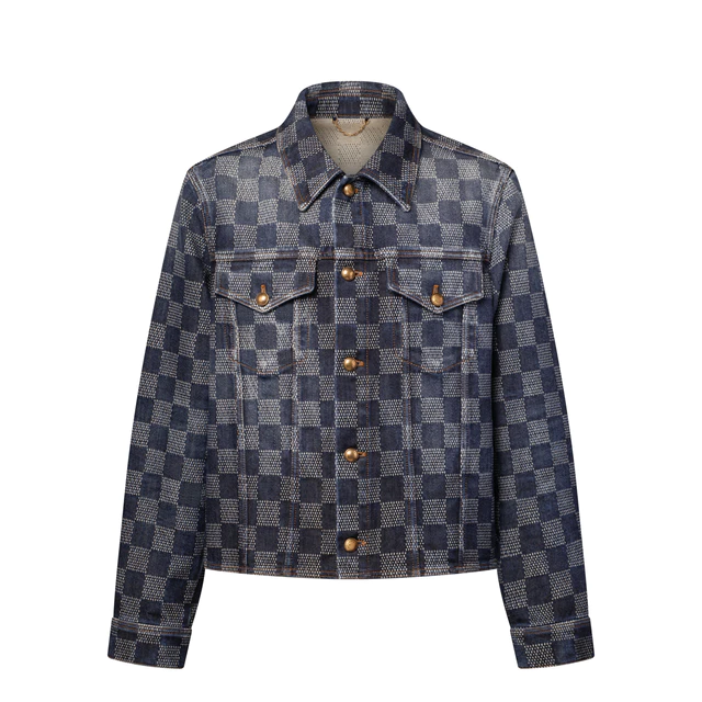 ルイ・ヴィトン：ダミエ デニム ロングスリーブシャツ コットン 100%