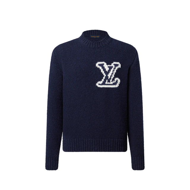 ルイ・ヴィトン：LV インターシャ クルーネック ウール 82%、ナイロン 18%