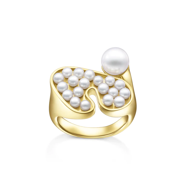 「TASAKI NICCOLÒ PASQUALETTI」フルイド リング［18K イエローゴールド、あこや真珠、淡水真珠］