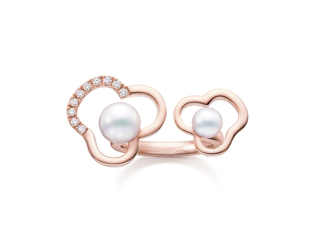 TASAKI チャンツ デュオ リング［18K SAKURAGOLD™、あこや真珠、ダイヤモンド］
