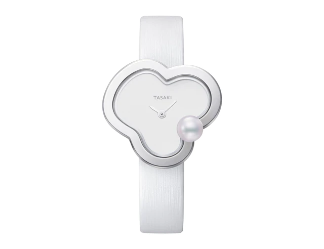 TASAKI チャンツ［クォーツ、SS、あこや真珠、ホワイト、カーフストラップ］