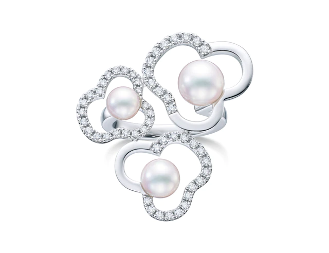 TASAKI チャンツ ダイヤモンド パヴェ リング［18K ホワイトゴールド、あこや真珠、ダイヤモンド］