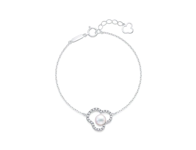 TASAKI チャンツ シグネチャー ダイヤモンド パヴェ ブレスレット［18K ホワイトゴールド、あこや真珠、ダイヤモンド］