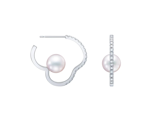 TASAKI チャンツ シグネチャー ダイヤモンド パヴェ イヤリング［18K ホワイトゴールド、あこや真珠、ダイヤモンド］