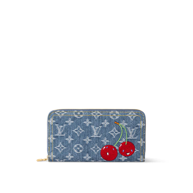 ルイ・ヴィトン ：LV × TM ジッピー·ウォレット モノグラム·チェリー デニム