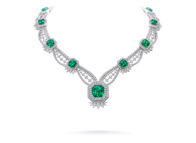 TASAKI オート ジュワイアリー Éveil de la nature / エヴェイユ ドゥ ラ ナチュール ネックレス [18K ホワイトゴールド、プラチナ、ダイヤモンド、エメラルド]