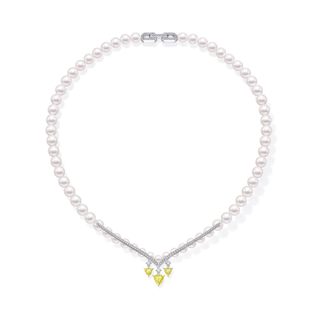 リッツ パリ パー TASAKI Scintillement / サンティユモン ネックレス ［18K ホワイトゴールド、あこや真珠、ダイヤモンド、カナリートルマリン］