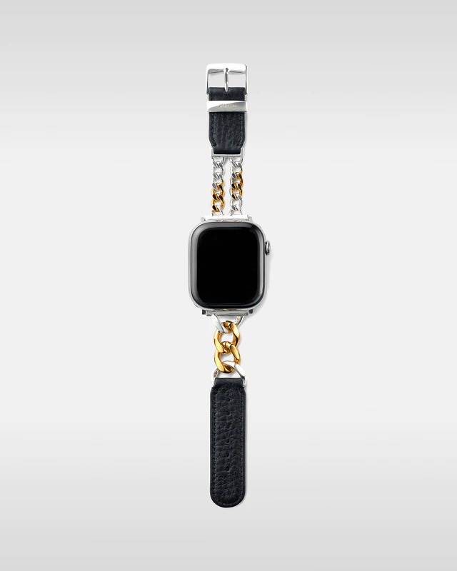 objcts.io レザーハイブリッドチェーンバンド ゴールドプレーテッド × シルバー925 for Apple Watch