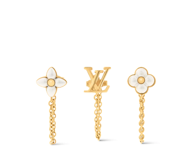 ルイ・ヴィトン ：ピアス·LV フローラグラム セット3 メタル