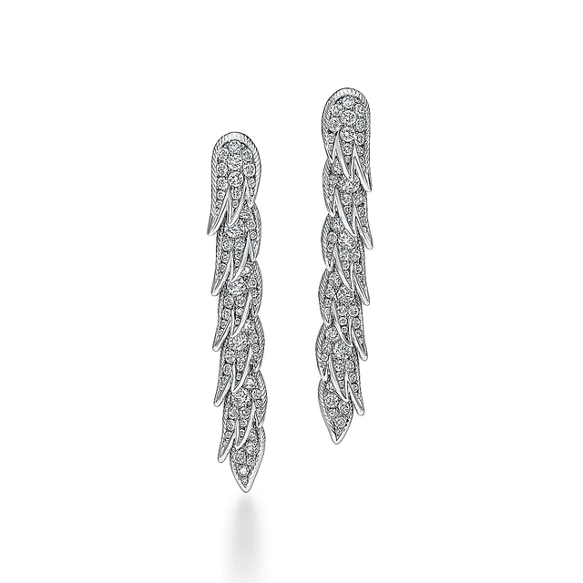 ティファニー TIFFANY & CO. Ring in Bird on a Rock by Tiffany Wings Drop Earrings in Platinum with Diamonds
