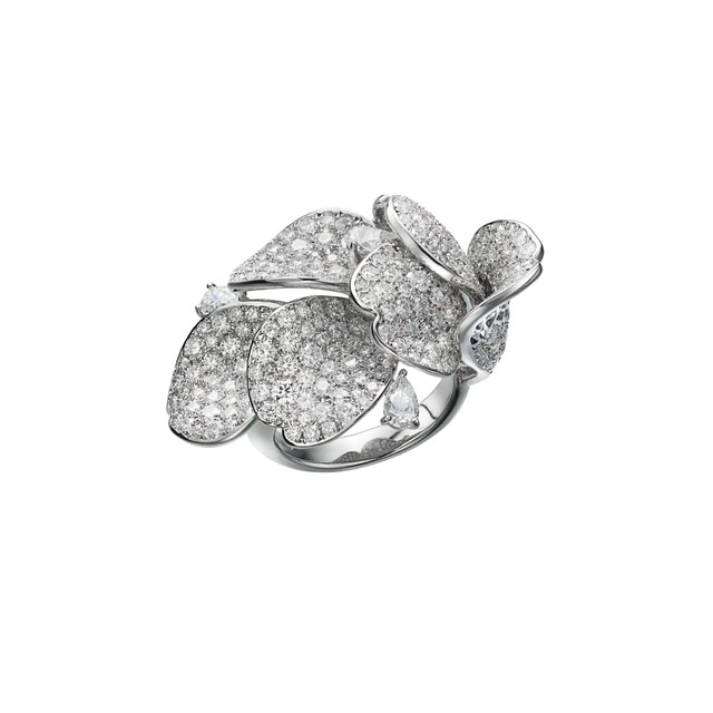 ミキモト「Les Petales Place Vendôme Roses」リング ダイアモンド WGK18製