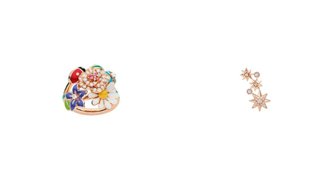 ディオール 「ディオレット」リング JDTE94007 ピンクゴールド x ダイヤモンド x ピンクサファイア x カラーラッカー 「エトワール デ ヴァン」シングルピアス JRDV95249 ピンクゴールド x ダイヤモンド