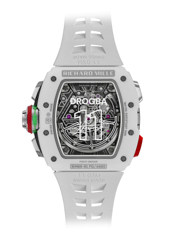 リシャールミル RM 65-01 オートマティック スプリットセコンドクロノグラフ ディディエ・ドログバ プリントサイン入りユニークピース 裏面