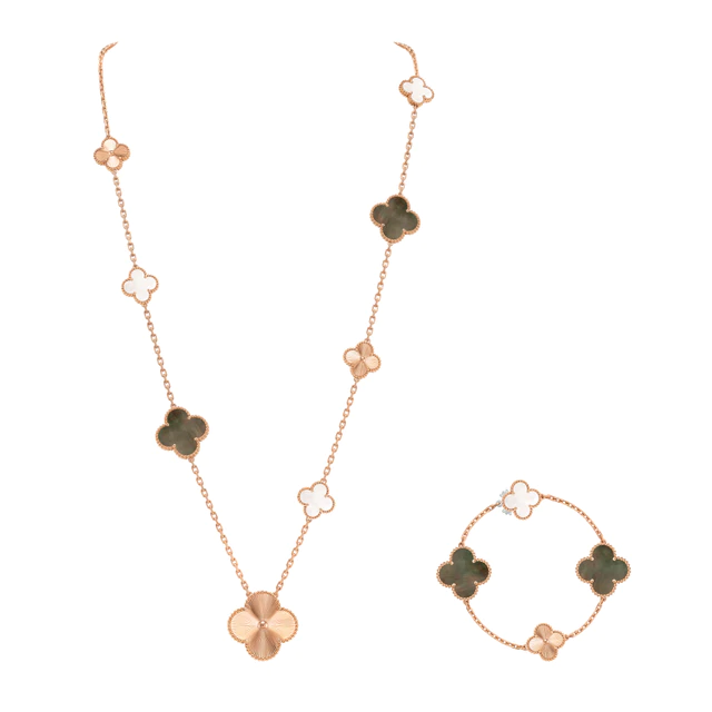 ヴァンク リーフ＆アーペル マジック アルハンブラ トランスフォーマブル ロングネックレス（ショートネックレスとブレスレットに分けた状態）