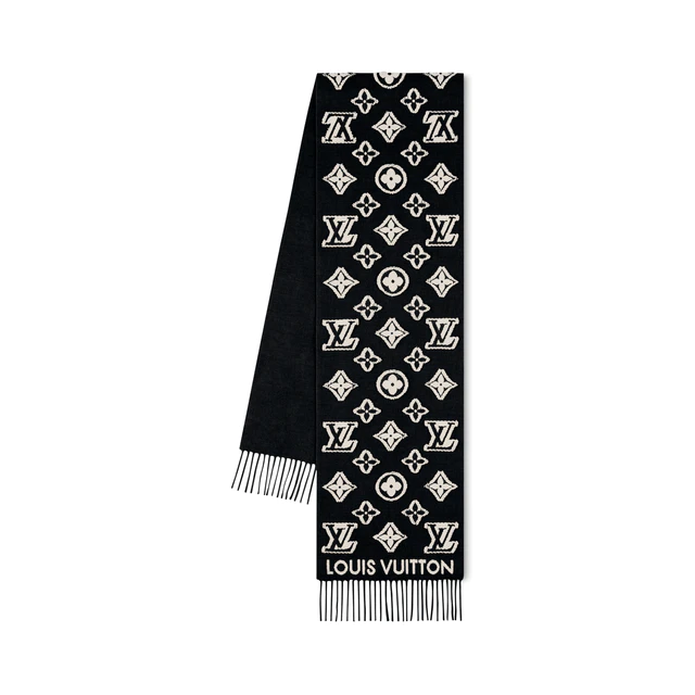 ルイ・ヴィトン：マフラー·LV 3D ウール 90% 、カシミヤ 9%、シルク 1%