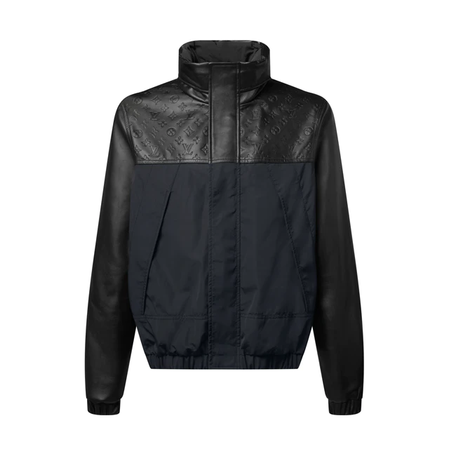 ルイ・ヴィトン ：レザーミックス ウインドブレーカー 羊革 50%、ナイロン 30%、コットン 20%