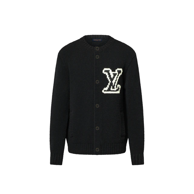 ルイ・ヴィトン ：チャンキー インターシャ シグネチャー カーディガン バージンウール 82%、ナイロン 18%