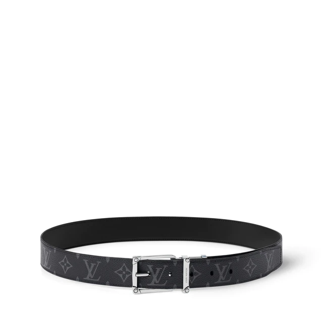 ルイ・ヴィトン：ベルト·コーナー ピン 35MM リバーシブル モノグラム·キャンバスのストラップ、裏面レザー
