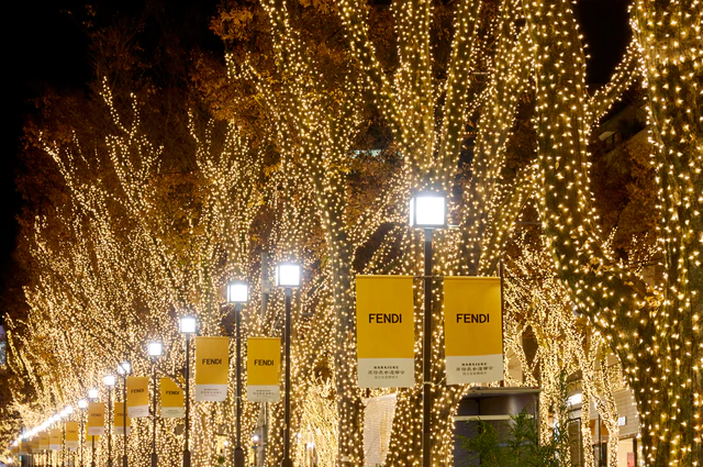フェンディが彩る表参道 フェンディ イルミネーション 2025、ローマン イエローが灯すホリデーの表参道散歩