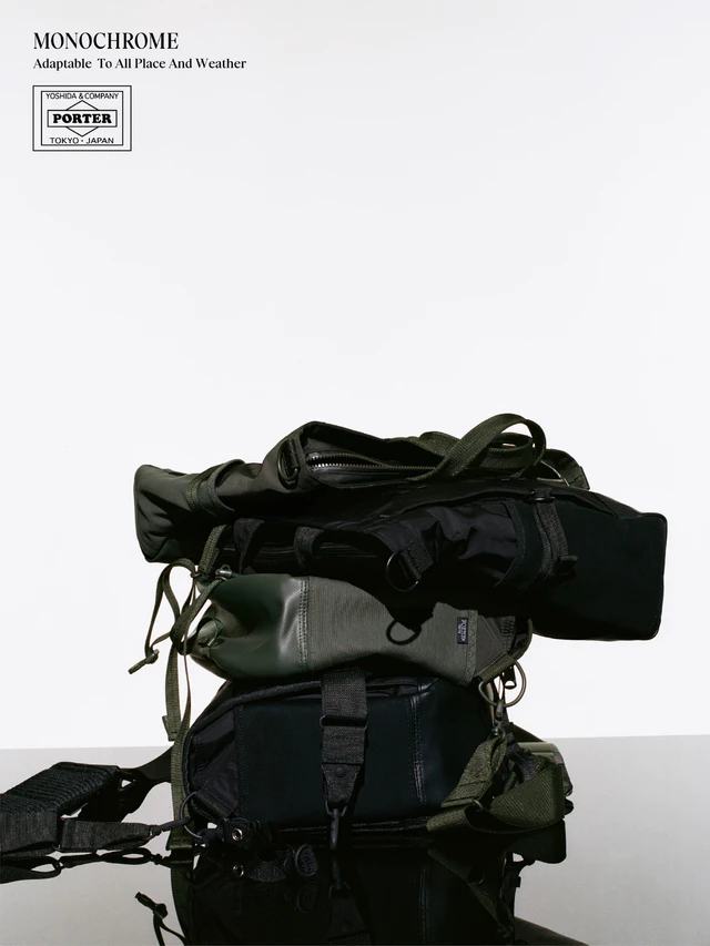 吉田カバンPORTER「MONOCHROME」、世界の名店で始まるグローバルローンチと多機能ワントーンバッグコレクション