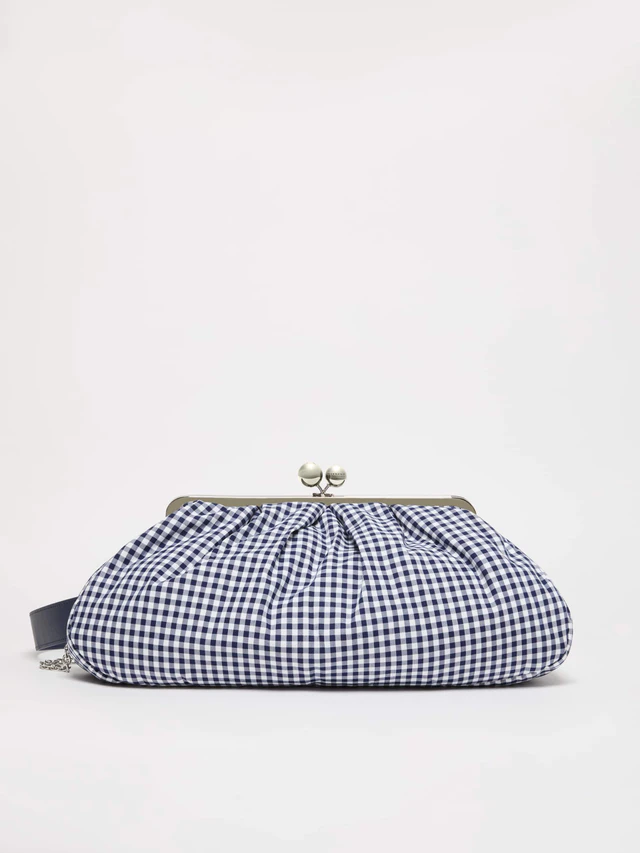 ウィークエンド マックスマーラ コットン ギンガム ラージ パスティチーノ バッグ  マリン