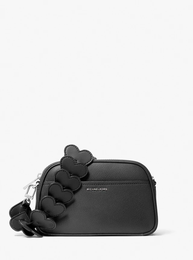 マイケル・コース JET SET レザー & ハート エンブリッシュ ストラップ カメラバッグ スモール / BLACK