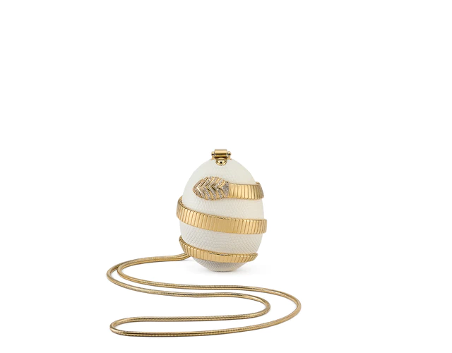 ブルガリ アイコンズ ミノディエール コレクション 295243 「トゥボガス」 ミノディエール &nbsp;（Sサイズ） 素材: 真鍮、リザード、ジルコニアストーン カラー: シルバーパール