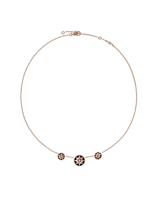 ディオール ファインジュエリー「ローズ デ ヴァン」ネックレス JRDV95278 PGxDIAxオニキス