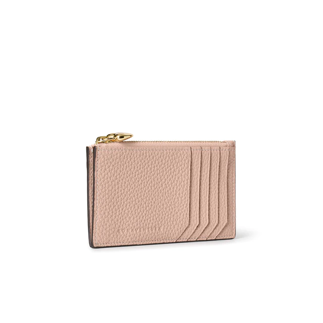 ボナベンチュラ バレンタイン限定コレクション ミニジップ ウォレット シュリンクレザー アーモンドピンク×エトープ