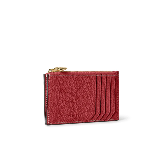 ボナベンチュラ バレンタイン限定コレクション ミニジップ ウォレット シュリンクレザー レッド