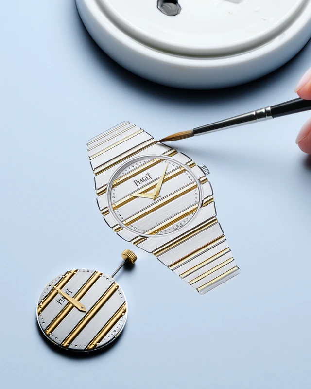 ピアジェから新作「ピアジェ ポロ 79 ツートーン」が登場。ブラッシュ仕上げのホワイトゴールドとイエローゴールドのゴドロン装飾