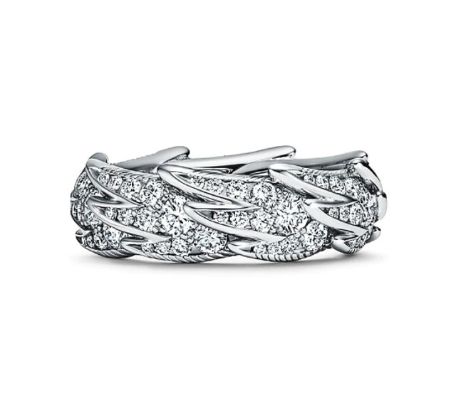Bird on a Rock by Tiffany & Co. Wings wide ring in platinum with diamonds