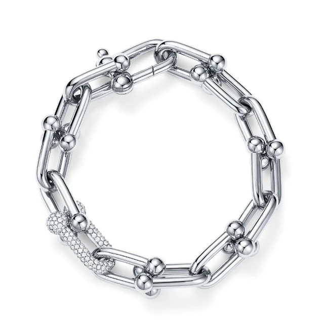 Tiffany HardWear large link bracelet in white gold with diamonds
