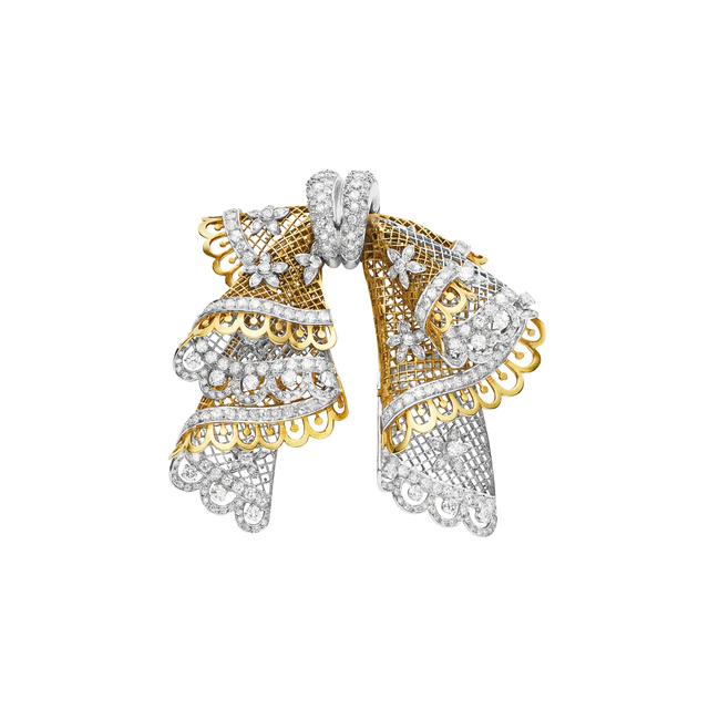 ヴァン クリーフ＆アーペル レース ボウ クリップ、1949年（プラチナ、イエローゴールド、ダイヤモンド）ヴァン クリーフ＆アーペル コレクション