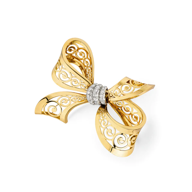 ヴァン クリーフ＆アーペル ボウ ブローチ、1945年（イエローゴールド、プラチナ、 ダイヤモンド）ヴァン クリーフ＆アーペル コレクション