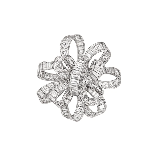 ヴァン クリーフ＆アーペル フローティング リボン ブローチ、1937年（プラチナ、ダイヤモンド）ヴァン クリーフ＆アーペル コレクション