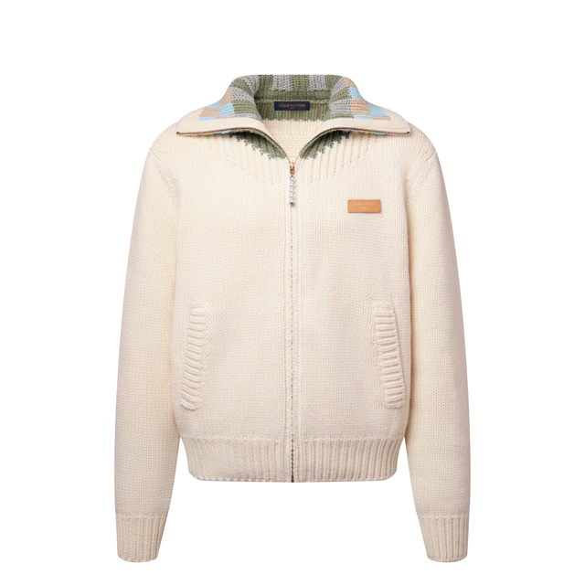 ルイ・ヴィトン：ジップド インターシャ トラックトップ ラムウール 70%、ウール 30%