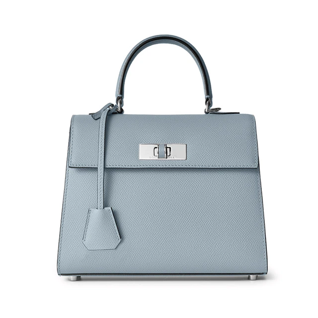  ヴィットーリア トップハンドルバッグ ノービレレザー (ミニ) ブルーリン × アイスブルー