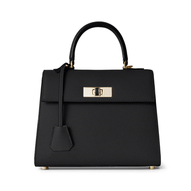  ヴィットーリア トップハンドルバッグ ノービレレザー (ミニ) ブラック × ボルドー