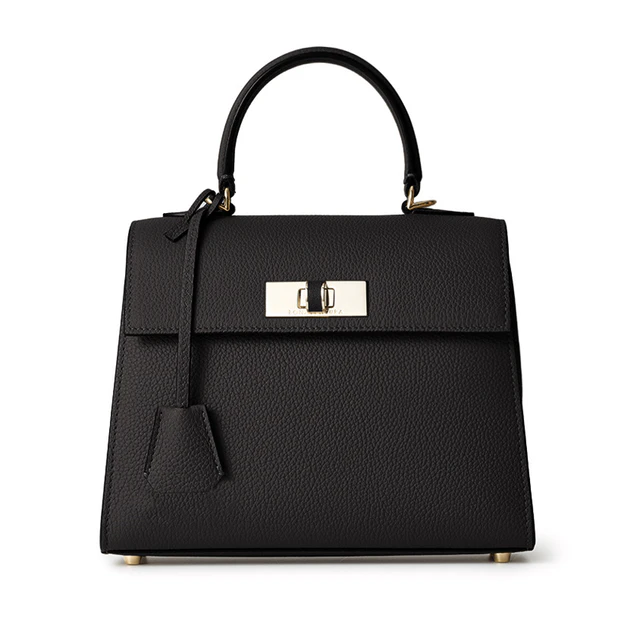  ヴィットーリア トップハンドルバッグ ノービレレザー (ミニ) ブラック × ボルドー