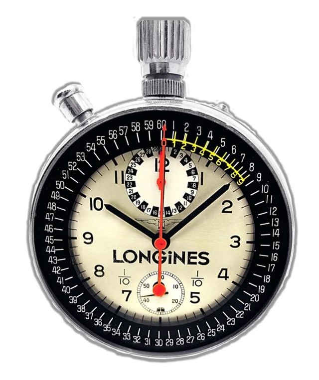 ロンジン 1/10秒表示付きスプリットセコンド機構搭載 高精度クロノグラフ（1957年）