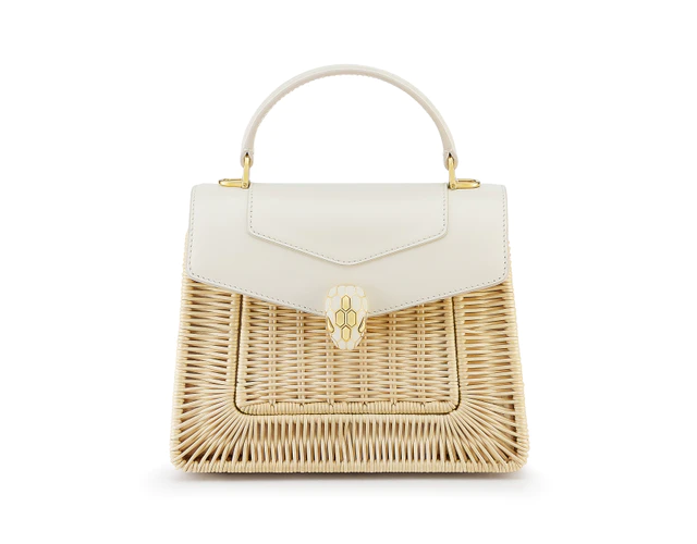 ブルガリ 294674 セルペンティ　バッグ ラタン / ペルラホワイト