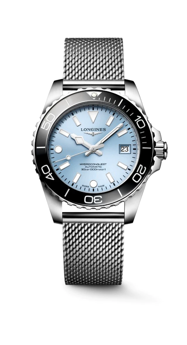 ロンジン ハイドロコンクエスト ステンレススティール製ミラネーゼメッシュブレスレット L3.779.4.99.6 (39 mm) / L3.788.4.99.6 (42 mm)