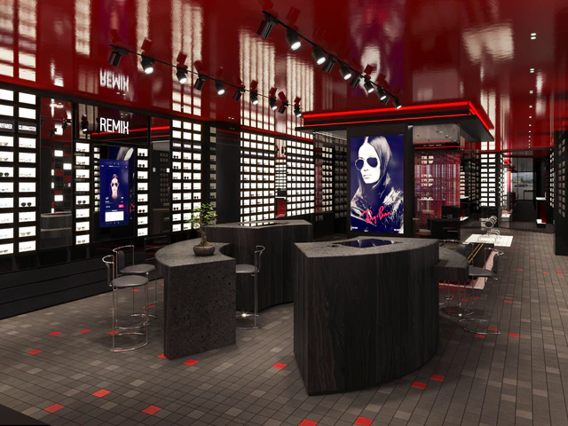 レイバンが描く京都の新風景、スマート調光ガラスと溶岩タイルが彩るモダンな体験空間