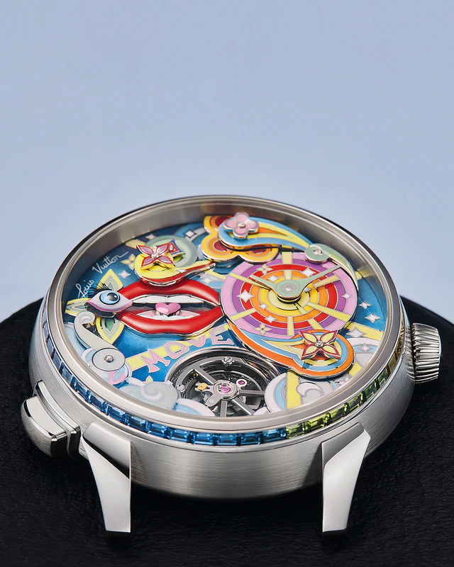 パステルカラーの夢を纏う、ルイ・ヴィトン、タンブール タイコ アーティー・オートマタという究極の表現