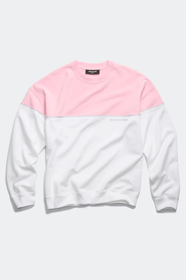 カナダグース「SNOW GOOSE BY CANADA GOOSE」Dawn Crew Relaxed - Colour Block​（カラー：Optic White/Light Pink）