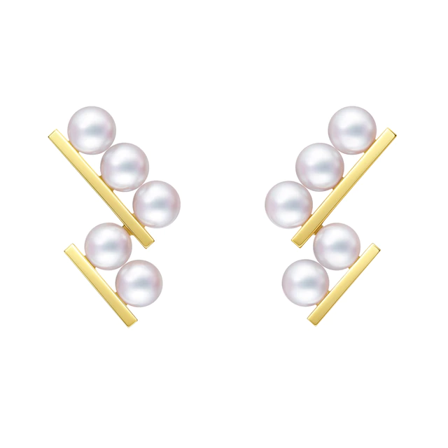 TASAKI バランス ステップ ネオ イヤリング［18K YG, あこや真珠］