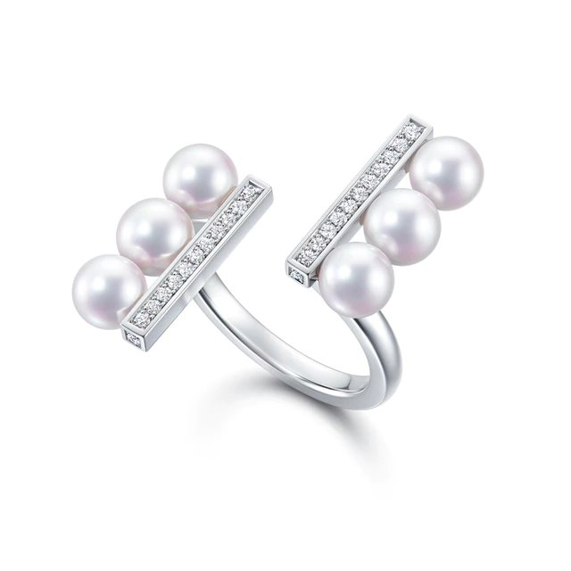 TASAKI バランス パラレル ネオ ダイヤモンド パヴェ リング［18K WG. あこや真珠, ダイヤモンド］