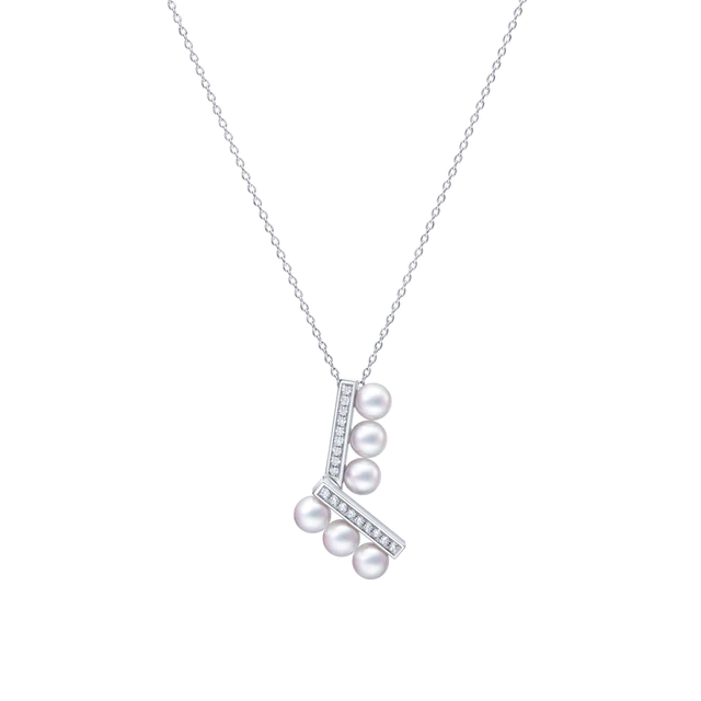 TASAKI バランス アーム ネオ ダイヤモンド パヴェ ペンダント［18K WG. あこや真珠, ダイヤモンド］